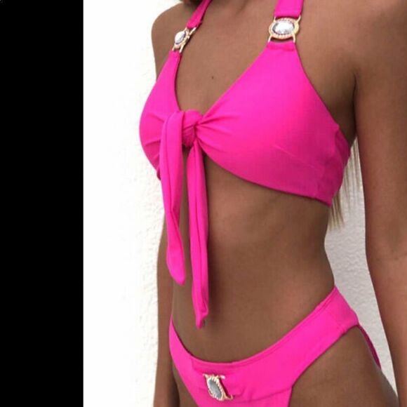 New never used Shiny rhinestone pink bikini - Picture 4 of 16